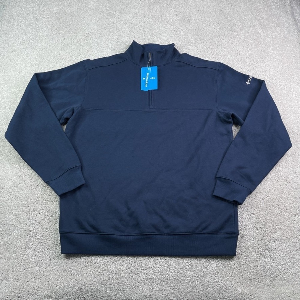 NEW Columbia Sweatshirt Mens Medium Blue Hart Mountain II Half Zip Pullover NWT